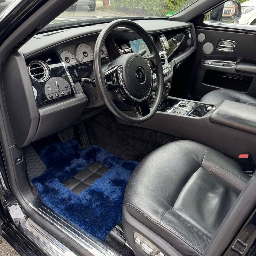 Marineblaue Schaffell-Fußmatten für Rolls Royce Ghost Series II (2021-2024) | ER56 Design