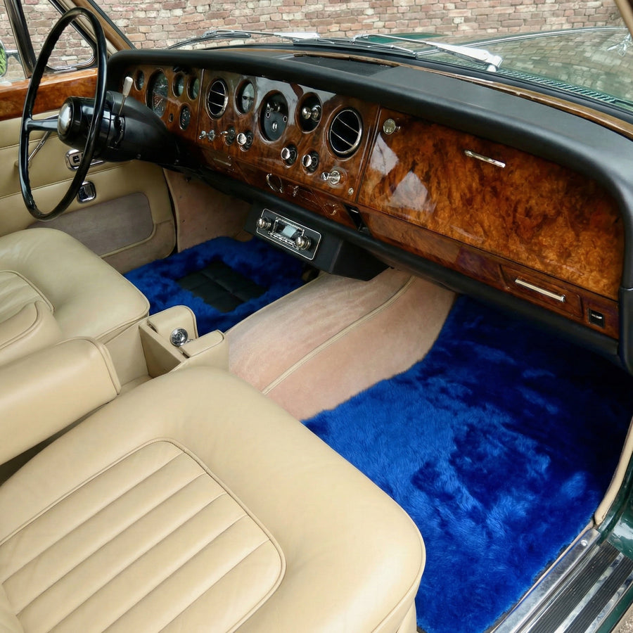 Tapis de voiture en peau de mouton bleue pour Rolls-Royce