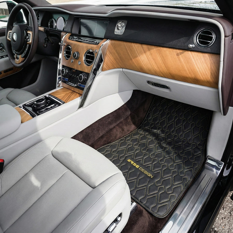 Tapis de voiture en cuir noir pour Rolls-Royce Cullinan RR31