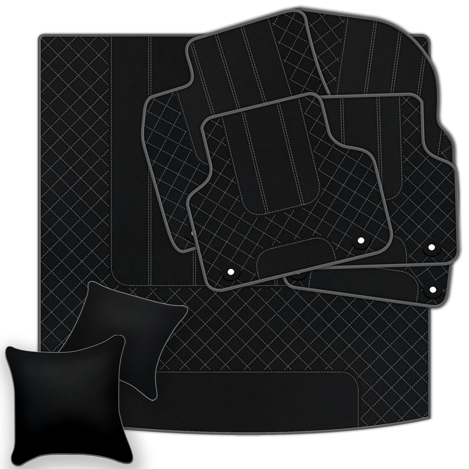 Premium Black Leather Floor Mats for Rolls Royce Shadow (1965-1977)