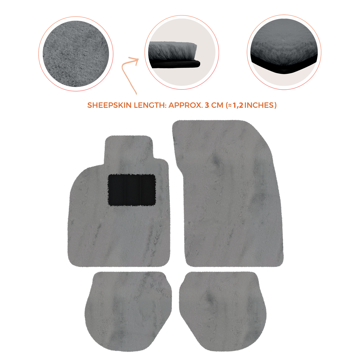 Sheepskin Floor Mats for Porsche 911-993 (1993-1998) - Sheepskin Length, Various Color Options