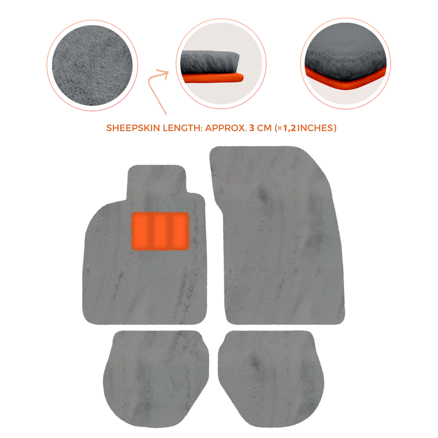 Tappetini in pelle di pecora per Porsche 911-993 (1993-1998) - Lunghezza della pelle di pecora, Varie opzioni di colore