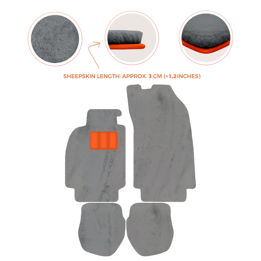 Tappetini in pelliccia di pecora per Porsche 911 - 964 (1989-1994) - Lunghezza pelliccia di pecora, varie opzioni di colore