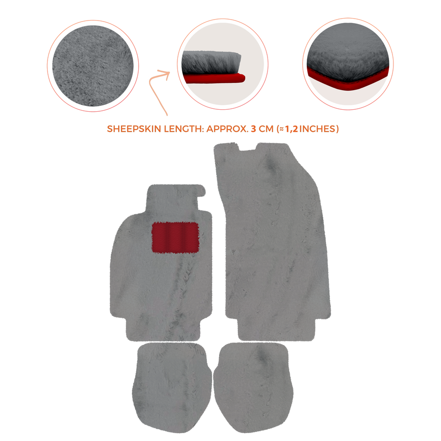 Tappetini in pelliccia di pecora per Porsche 911 - 964 (1989-1994) - Lunghezza pelliccia di pecora, varie opzioni di colore