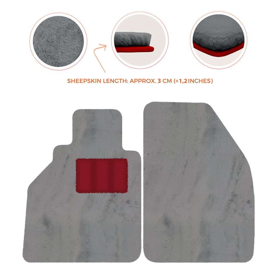 Tappetini in pelle di pecora per Porsche 986 Boxster (1996-2004) - Lunghezza della pelle di pecora, Varie opzioni di colore