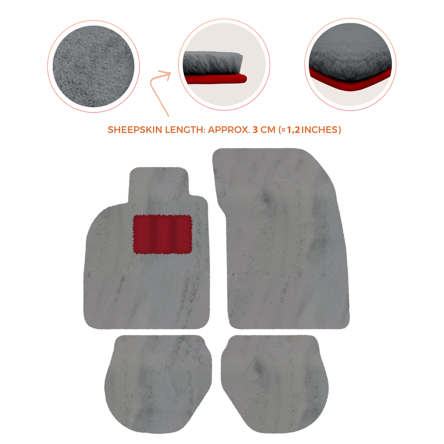 Tappetini in pelle di pecora per Porsche 911-993 (1993-1998) - Lunghezza della pelle di pecora, Varie opzioni di colore