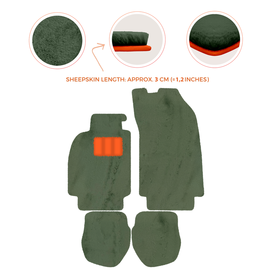 Tappetini in pelliccia di pecora per Porsche 911 - 964 (1989-1994) - Lunghezza pelliccia di pecora, varie opzioni di colore