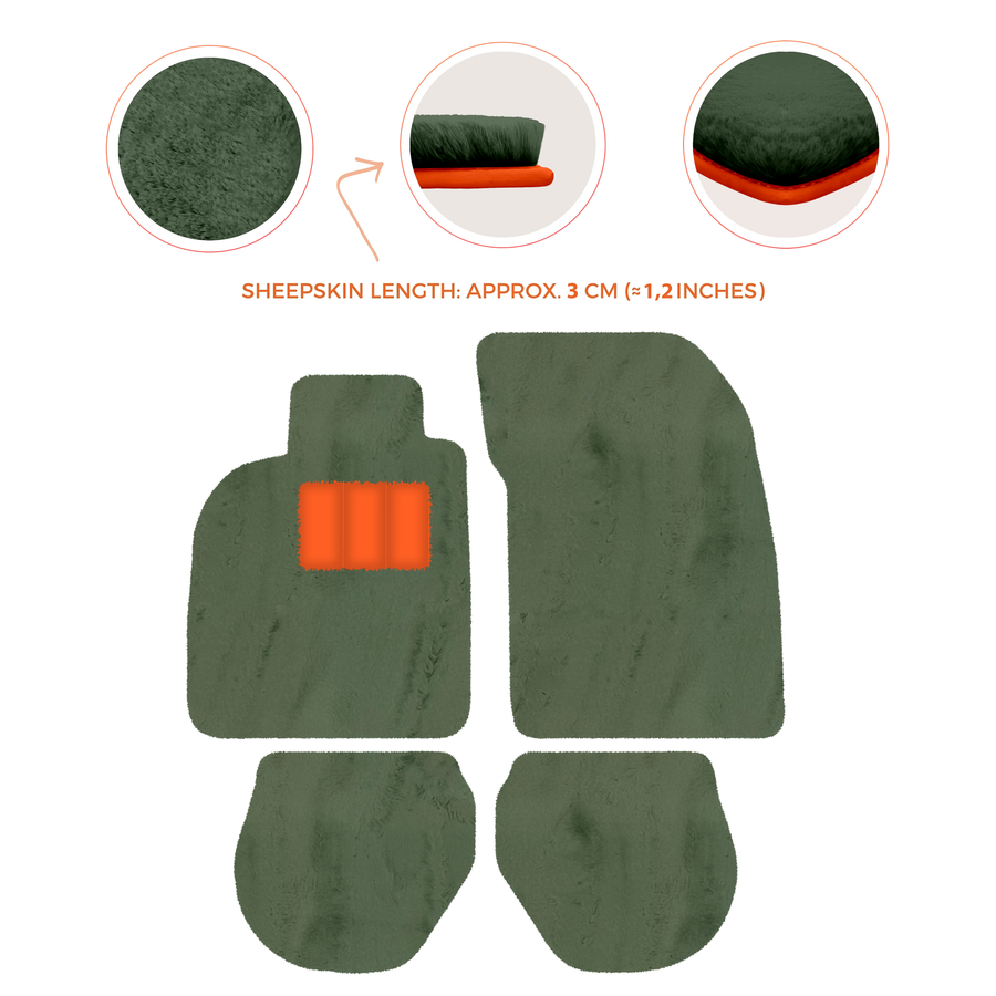 Tappetini in pelle di pecora per Porsche 911-993 (1993-1998) - Lunghezza della pelle di pecora, Varie opzioni di colore