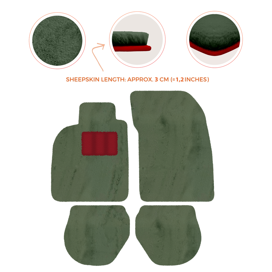 Tappetini in pelle di pecora per Porsche 911-993 (1993-1998) - Lunghezza della pelle di pecora, Varie opzioni di colore