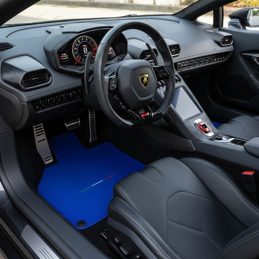 Tappeti per auto personalizzati per Lamborghini Huracan colore blu