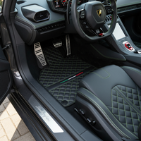Tappetini per auto in pelle nera personalizzati per Lamborghini Huracan Perfomante | Cucitura verde
