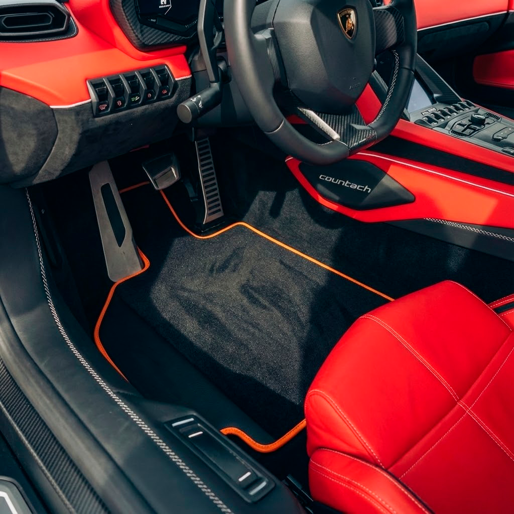 Alfombrillas de coche de cuero personalizables con patrón de diamante simple para Lamborghini Countach (1974–1990) - AutoWin