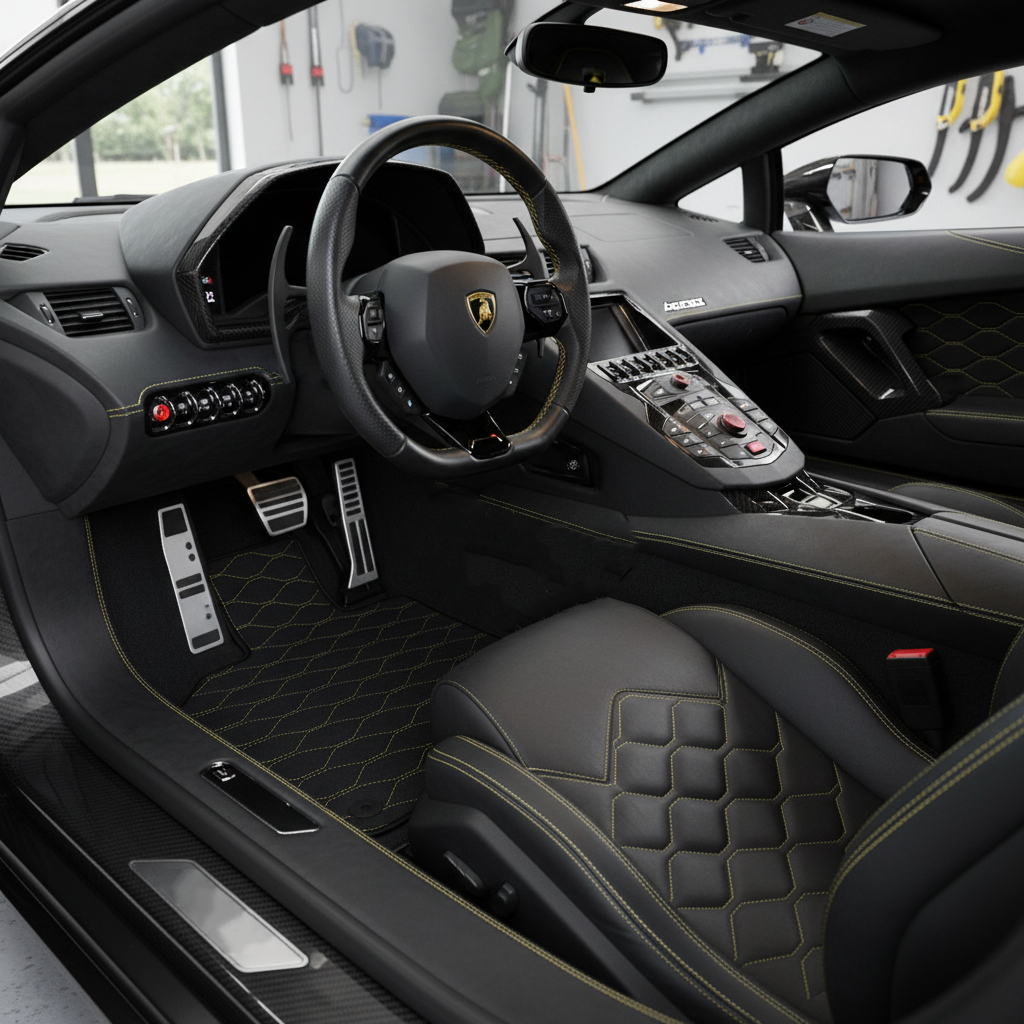 Interior look of floor mats for Lamborghini Aventador (2012-2022)