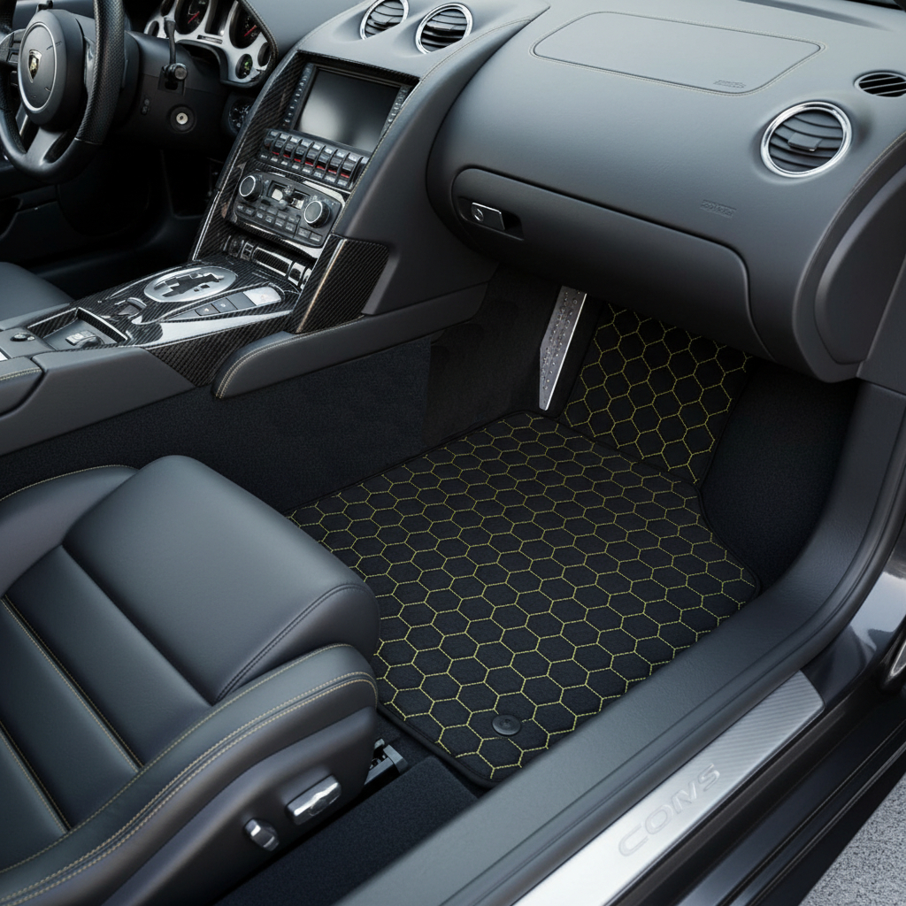 Alfombrillas de coche de cuero personalizables con patrón de diamante único para Lamborghini Murcielago (2001-2010) - AutoWin