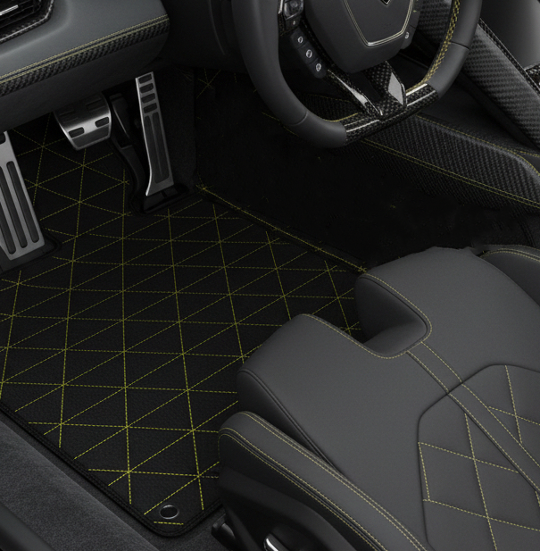 Customizable Black Floor Mats for Lamborghini Sian (2020-2022) with Carbon Fiber - AutoWin.EU