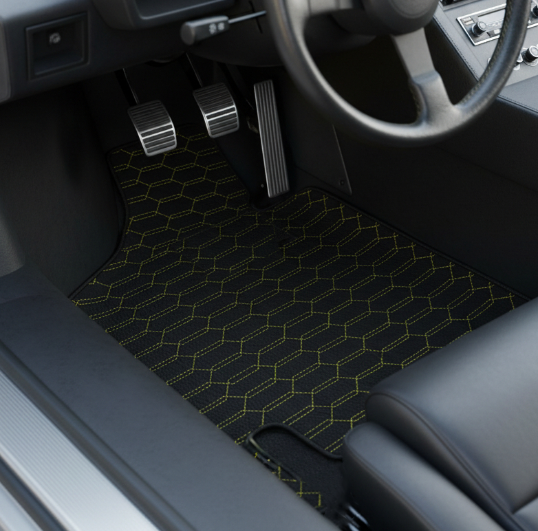 Alfombrillas de cuero personalizables con patrón hexagonal simétrico para Lamborghini Countach (1974–1990) - AutoWin