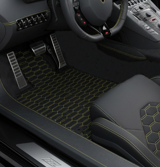 Tapetes de coche de cuero personalizables con patrón de diamante doble para Lamborghini Aventador (2012-2022) - AutoWin