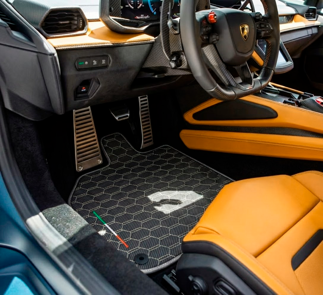 Customizable Leather Floor Mats with Line Pattern for Lamborghini Temerario (2025-2026) - AutoWin
