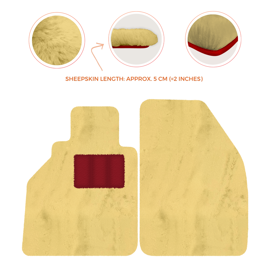 Tappetini in pelle di pecora per Porsche 986 Boxster (1996-2004) - Lunghezza della pelle di pecora, Varie opzioni di colore