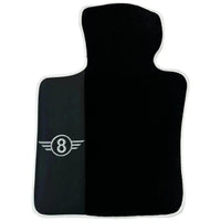Black Floor Mats for Mini Cooper / One Electric (2020-2023) with Leather | White Trim - AutoWin