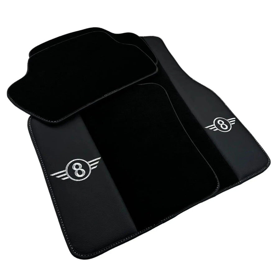 Black Floor Mats for Mini Cooper / One F55 5-doors (2015-2023) with Leather - AutoWin