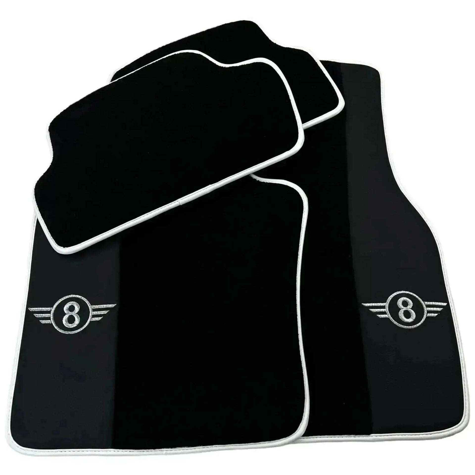 Black Floor Mats for Mini Cooper / One R50 (2001-2007) with Leather | White Trim - AutoWin