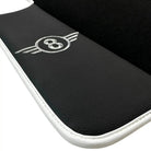 Black Floor Mats for Mini Cooper / One R53 (2001-2007) Cooper S with Leather | White Trim - AutoWin