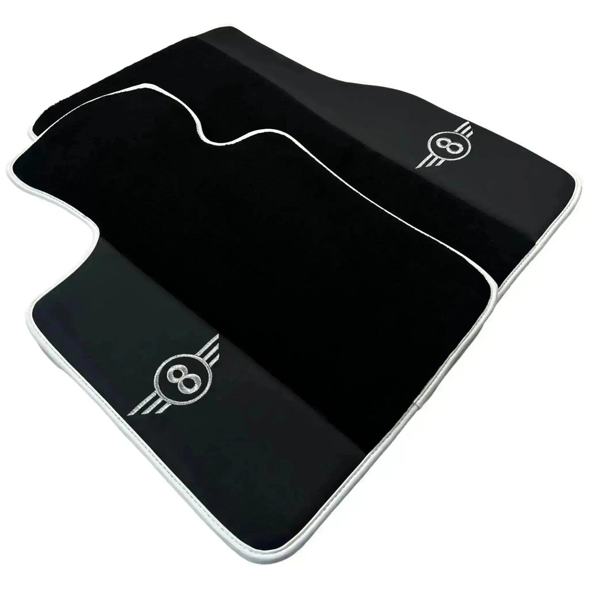 Black Floor Mats for Mini Cooper / One R56 (2007-2014) with Leather | White Trim - AutoWin