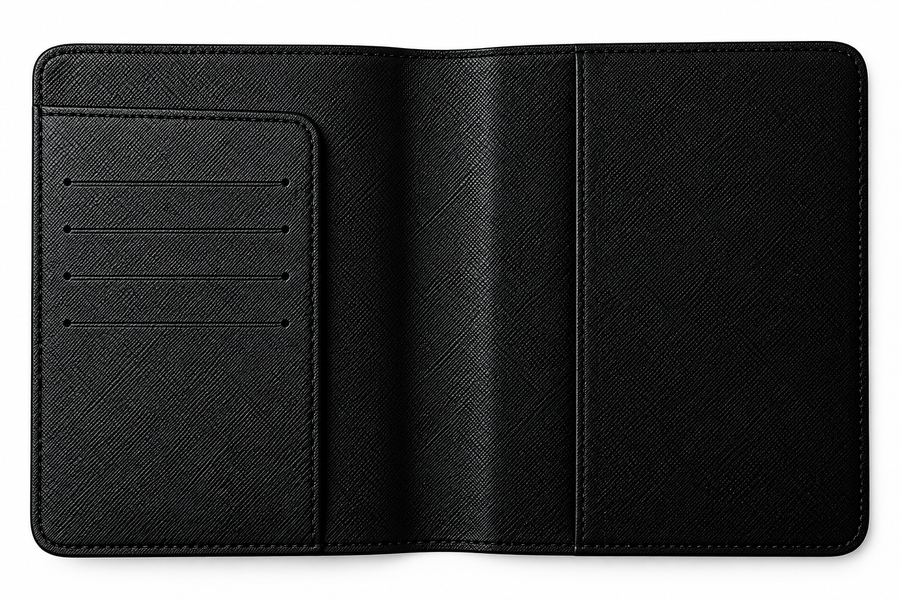 Portafoglio per Passaporto in Pelle Nera AutoWin con Logo