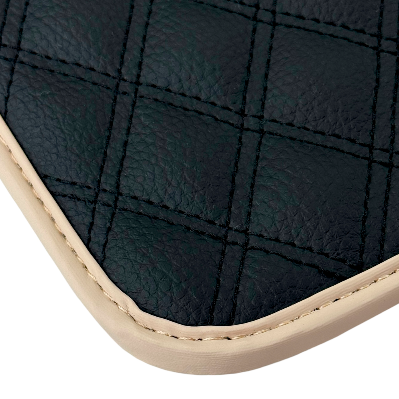 Black Stitched Leather Floor Mats for Maserati GranTurismo (2007-2019) | Beige Trim