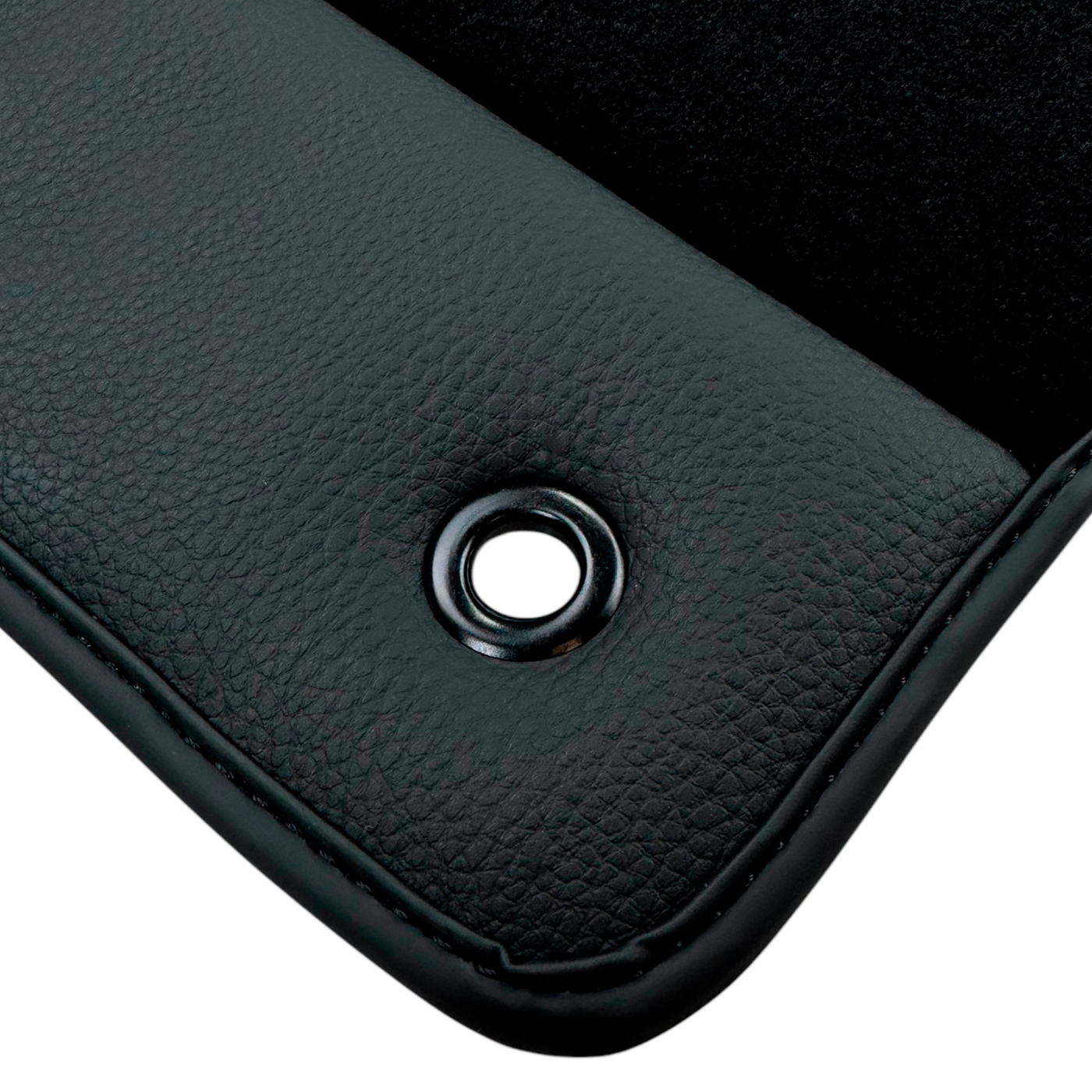 Black Floor Mats for Chevrolet Matiz Hatchback (2011-2013) with Leather | AutoWin