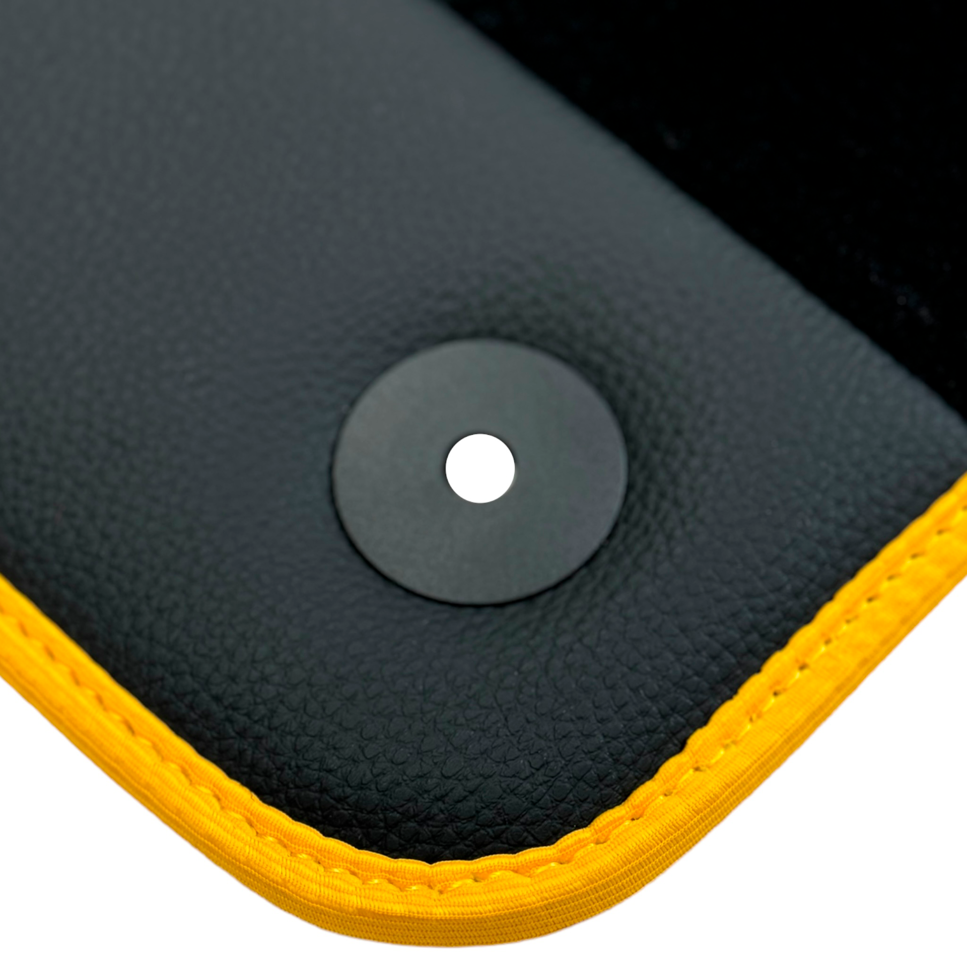 Black Floor Mats for Porsche Taycan (2019-2023) with Leather | Yellow Trim