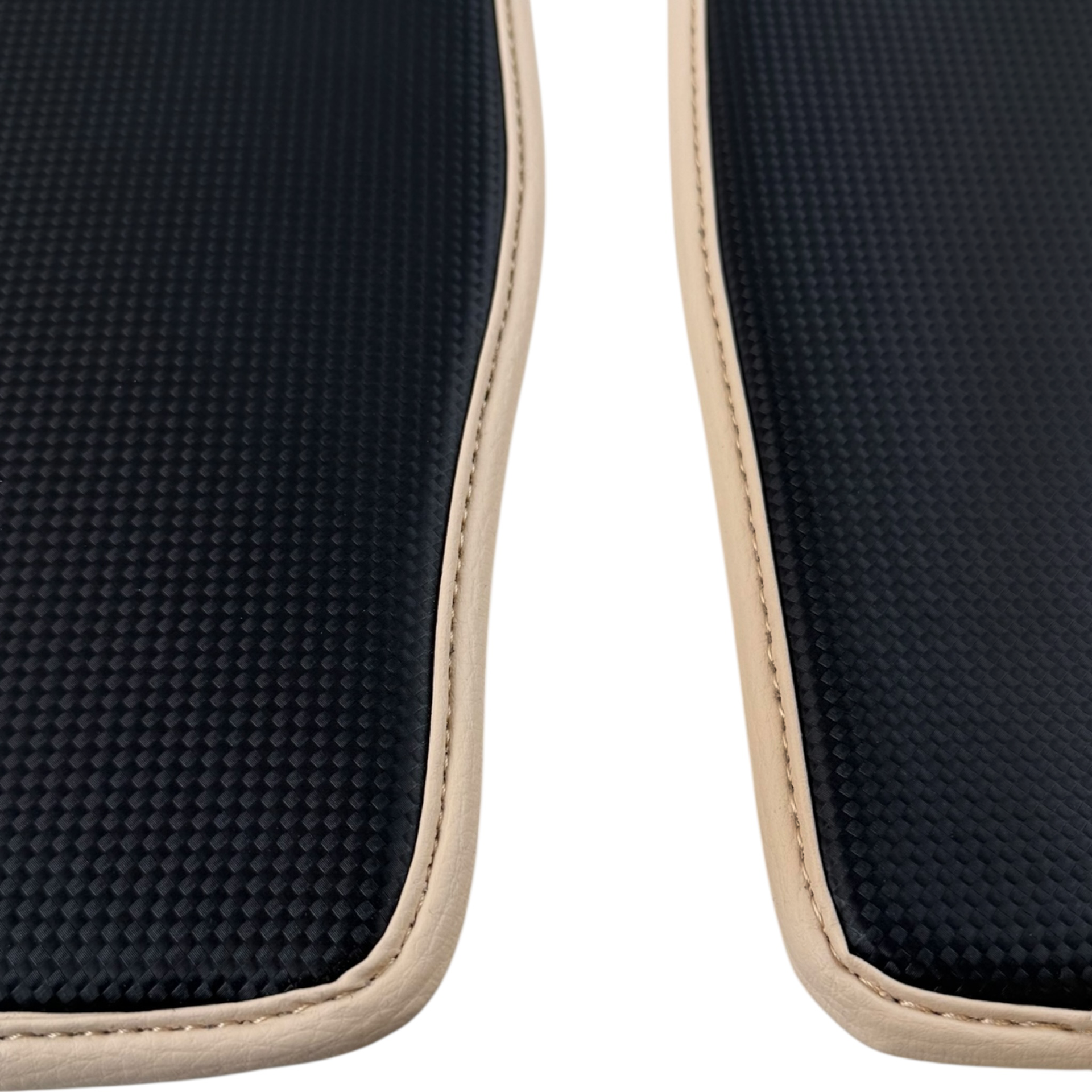Tapis de voiture en cuir carbone pour BMW i8 Série L12 L15 - Garniture blanche - AutoWin.EU