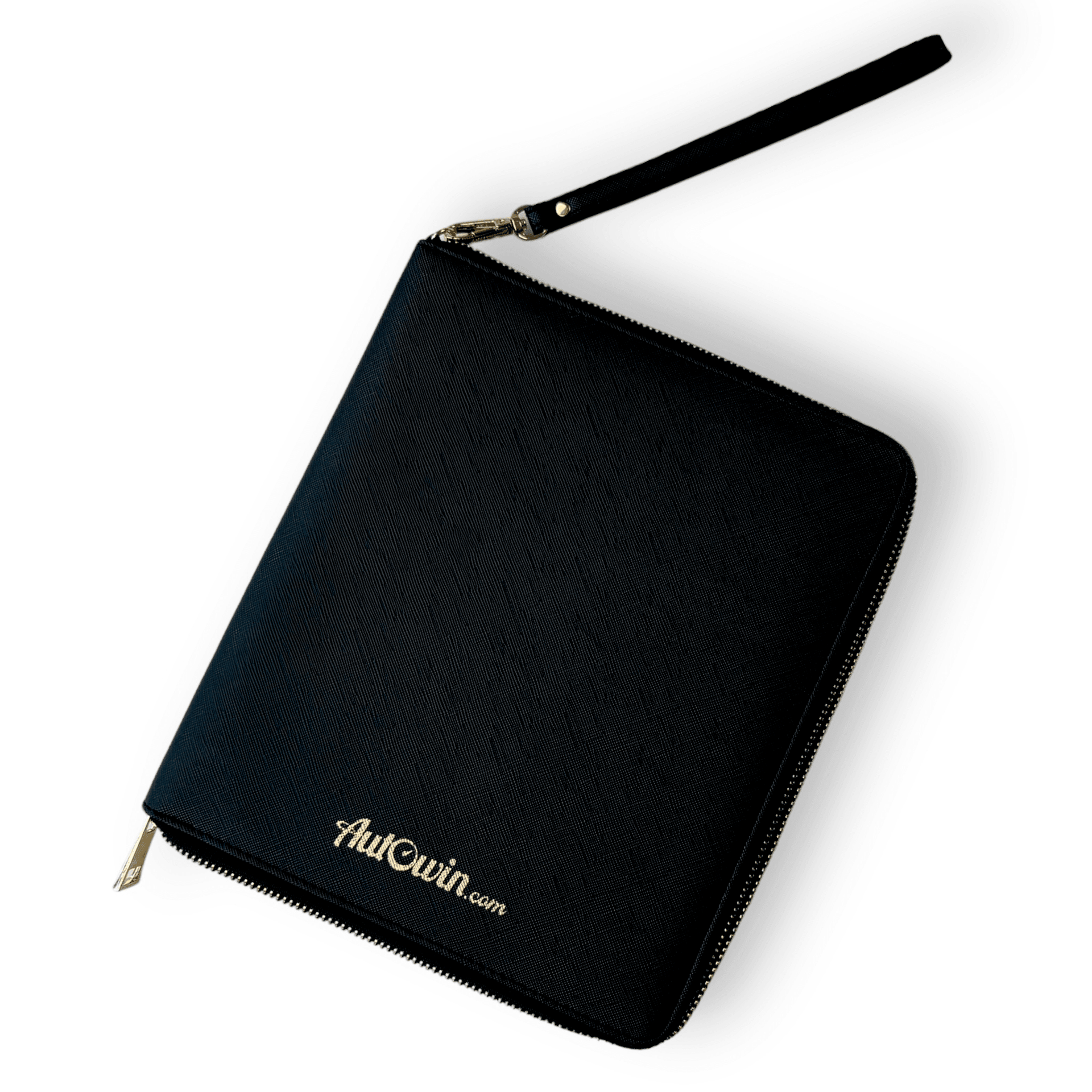 Black Leather AutoWin Document Holder with Golden Logo - AutoWin