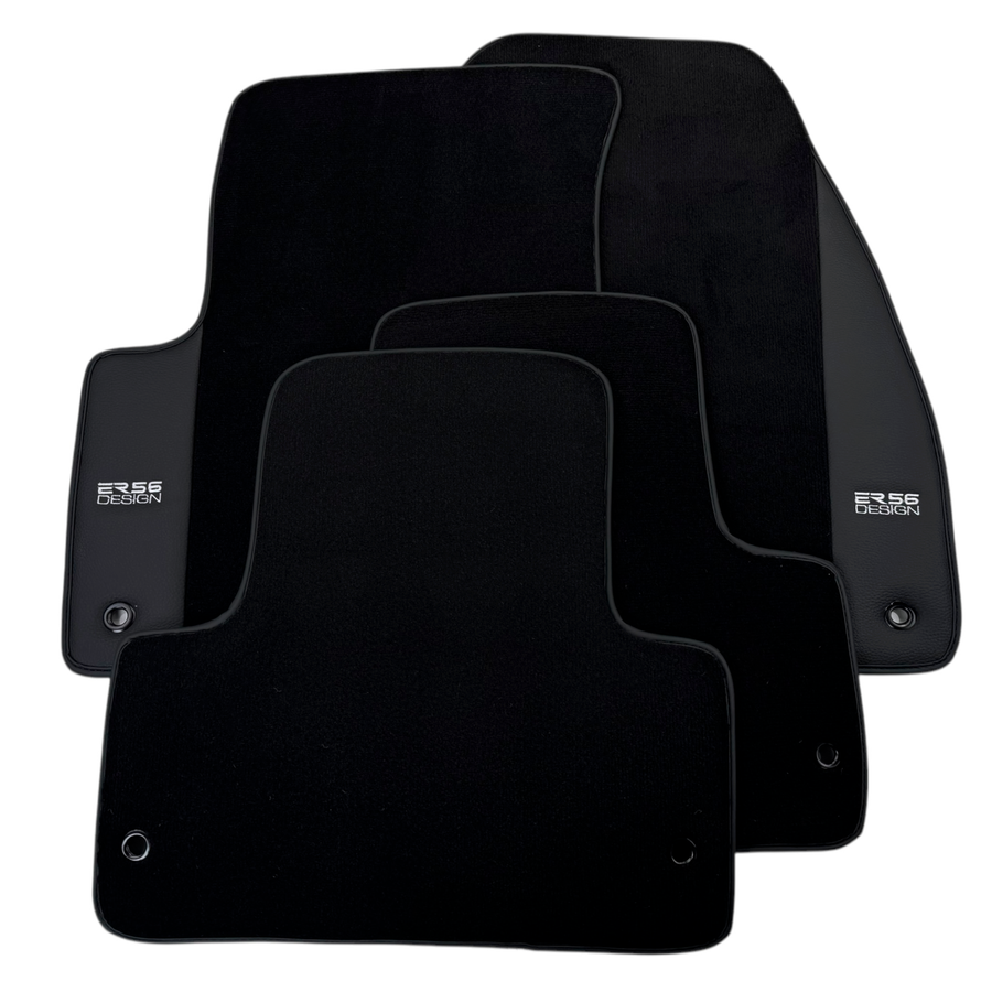ER56 Design Black Floor Mats for Jeep Wrangler JL (2020-2024) 5 Doors 4xe Leather