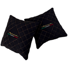 Lamborghini Countach Black Alcantara Leather Pillows - Tan Sewing