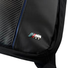 BMW 15.6" Laptop Black Backpack with Carbon Fiber Design | Blue Stripe