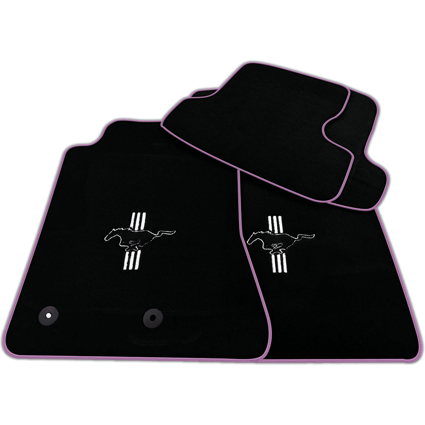 Black Floor Mats For Ford Mustang VI (2015-2023) with Pony | Various Trim Colors