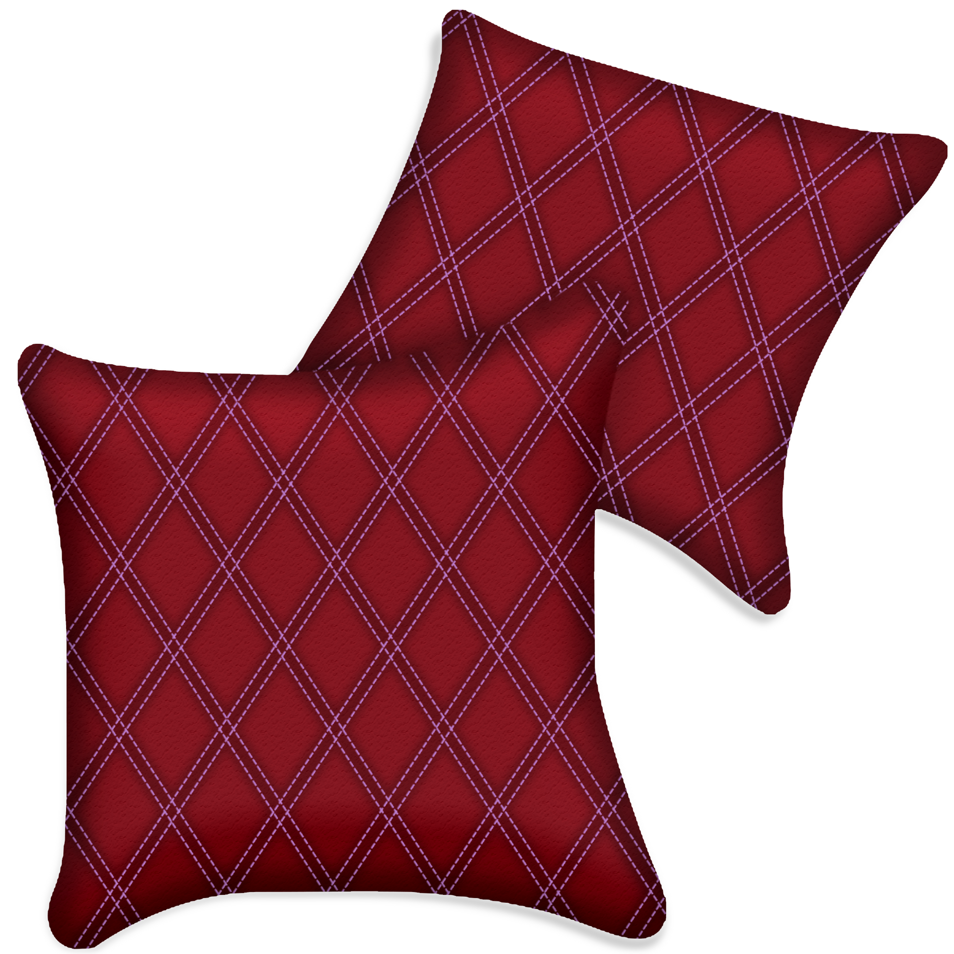 Customizable Red Leather Pillows Set of 2 for All Vehicles | Double Diamond Pattern