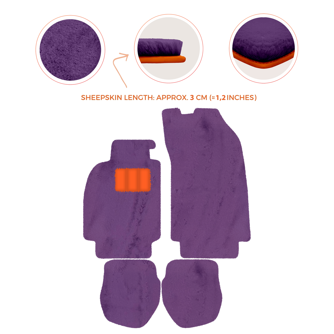 Sheepskin Floor Mats for Porsche 911 - 964 (1989-1994) - Sheepskin Length, Various Color Options