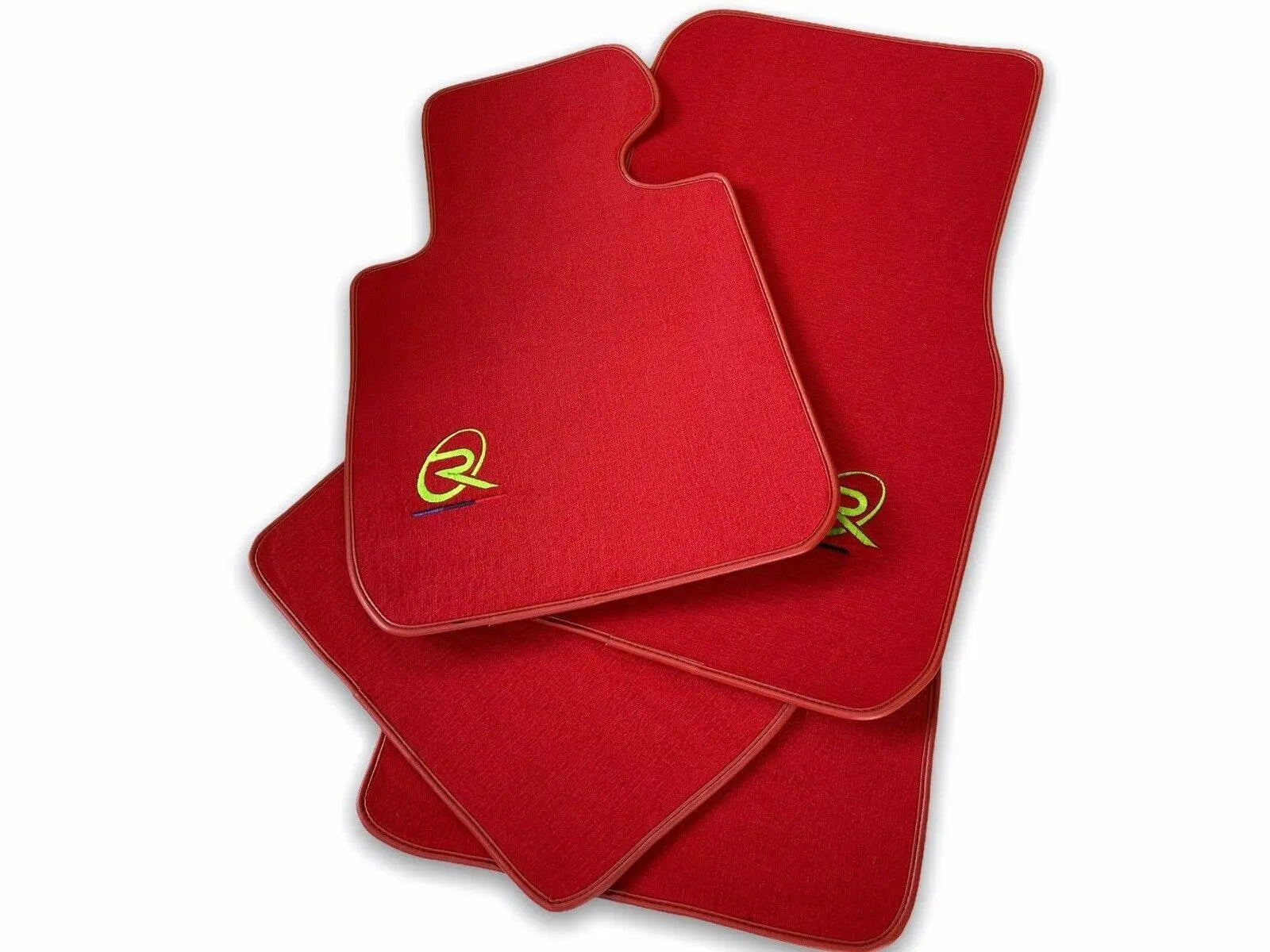 Red Floor Mats For BMW G61 (2023-2026) Touring ROVBUT Brand Tailored Set Perfect Fit Green SNIP Collection - AutoWin