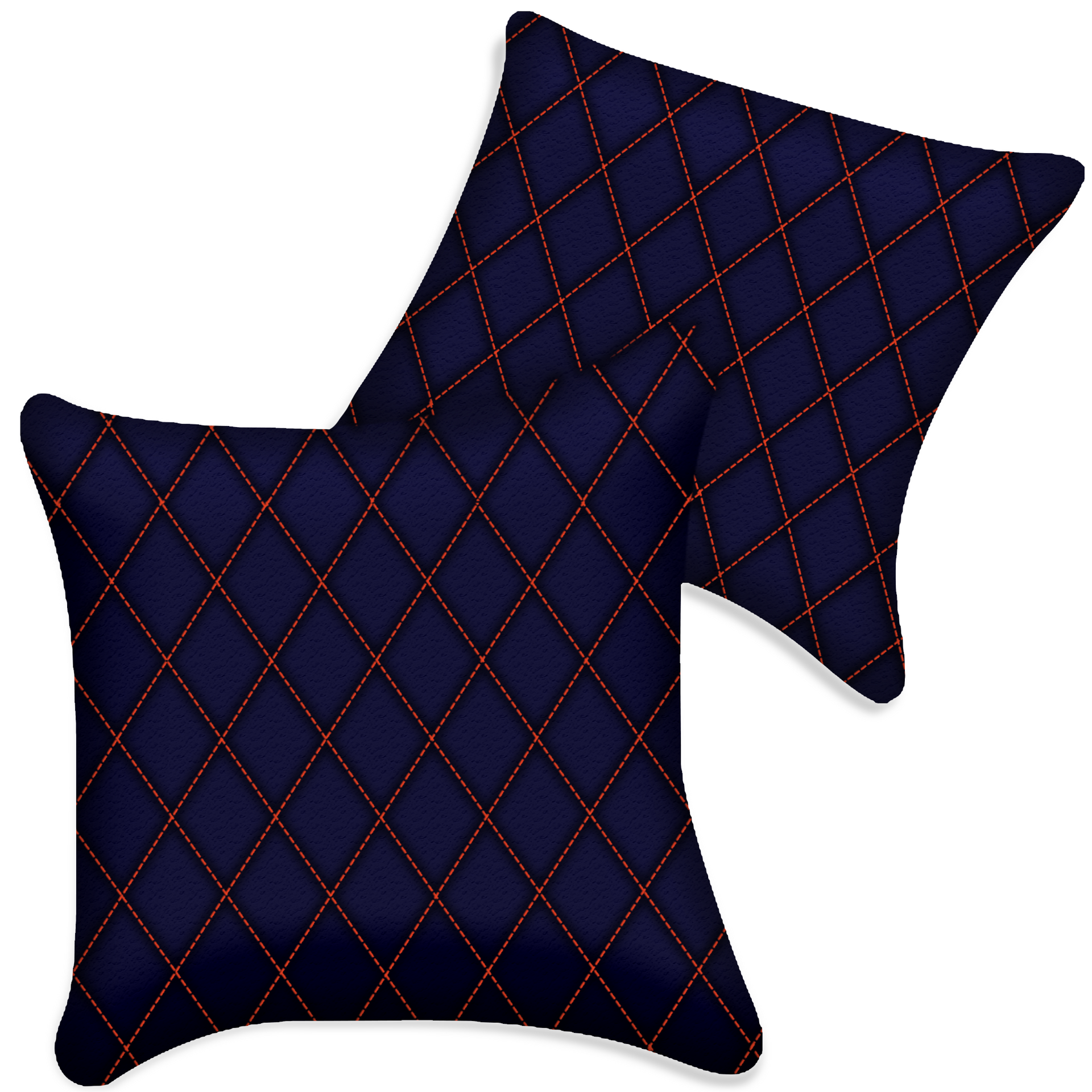 Customizable Dark Blue Leather Pillows Set of 2 for All Vehicles | Single Diamond Pattern