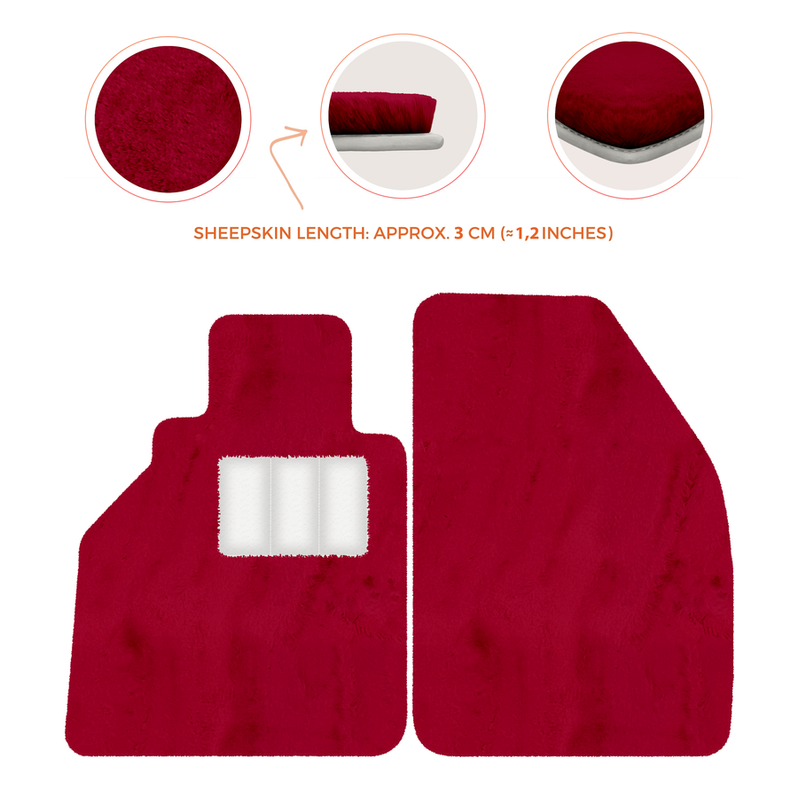 Tappetini in pelle di pecora per Porsche 986 Boxster (1996-2004) - Lunghezza della pelle di pecora, Varie opzioni di colore