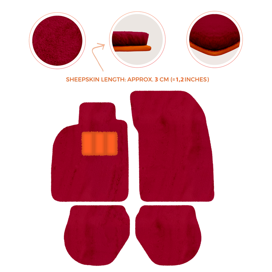 Tappetini in pelle di pecora per Porsche 911-993 (1993-1998) - Lunghezza della pelle di pecora, Varie opzioni di colore