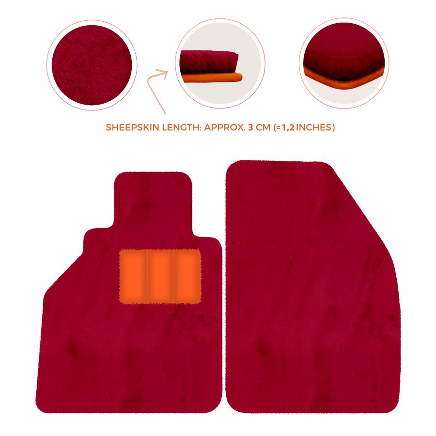 Tappetini in pelle di pecora per Porsche 986 Boxster (1996-2004) - Lunghezza della pelle di pecora, Varie opzioni di colore