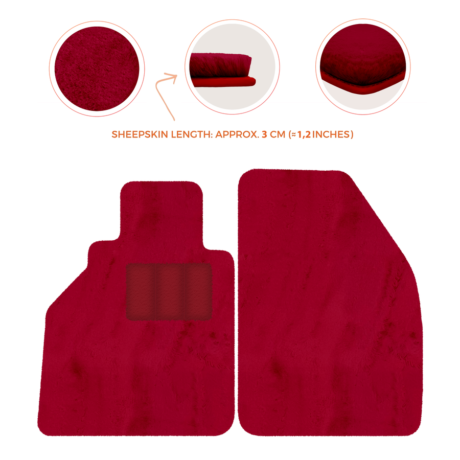 Tappetini in pelle di pecora per Porsche 986 Boxster (1996-2004) - Lunghezza della pelle di pecora, Varie opzioni di colore