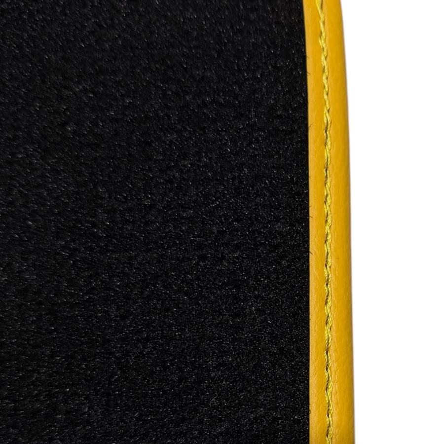 Black Leather Floor Mats for Ferrari Roma (2021-2024) Yellow Sewing