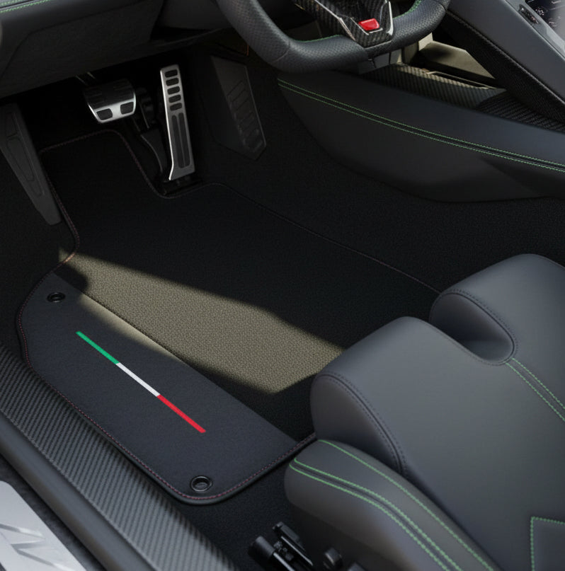 Customizable Black Floor Mats for Lamborghini Sian (2020-2022) with Carbon Fiber - AutoWin.EU