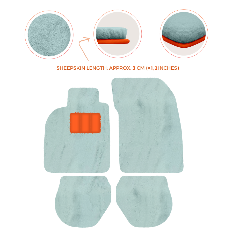 Tappetini in pelle di pecora per Porsche 911-993 (1993-1998) - Lunghezza della pelle di pecora, Varie opzioni di colore