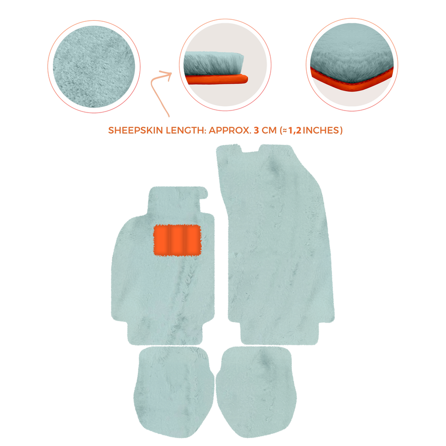 Tappetini in pelliccia di pecora per Porsche 911 - 964 (1989-1994) - Lunghezza pelliccia di pecora, varie opzioni di colore